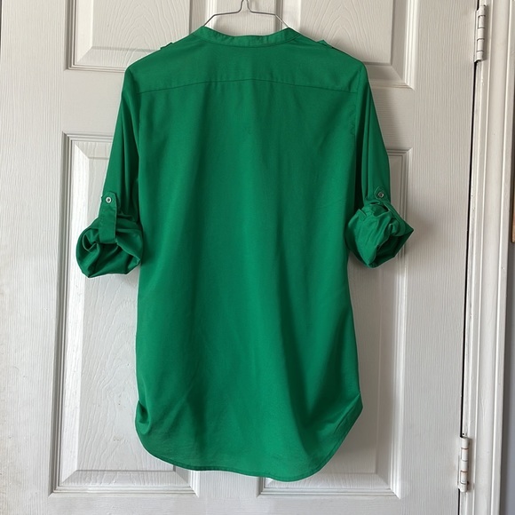 Calvin Klein green button front button up collared st Patrick’s day blouse sz XS - Picture 4 of 17
